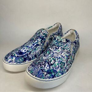 Lilly Pulitzer Julie Slip-on Blue Green Animal Print Women’s Sneakers Size 8